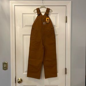 NWT Carhartt Brown Khaki Canvas Overall Kids Size 6